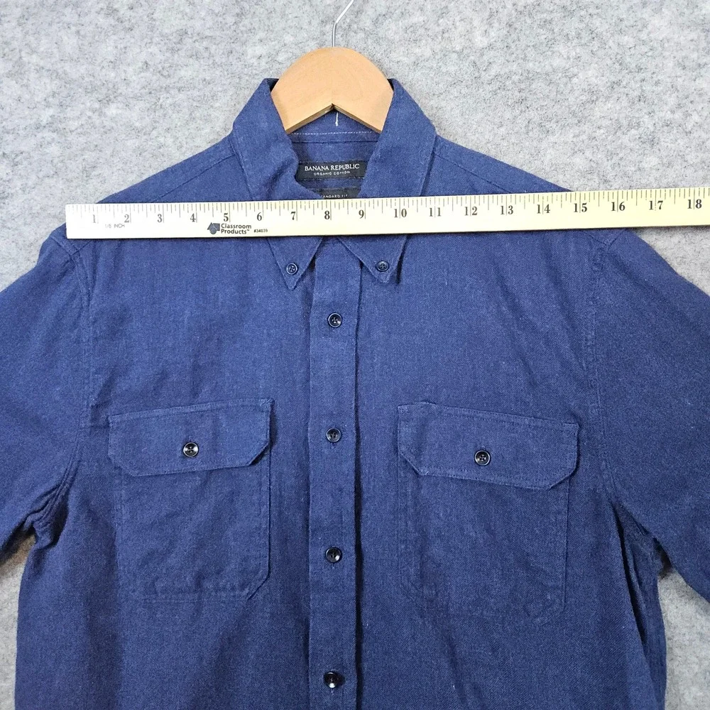 Banana Republic Mens‎ Size S Organic Cotton Standard Fit Blue Button Down Shirt